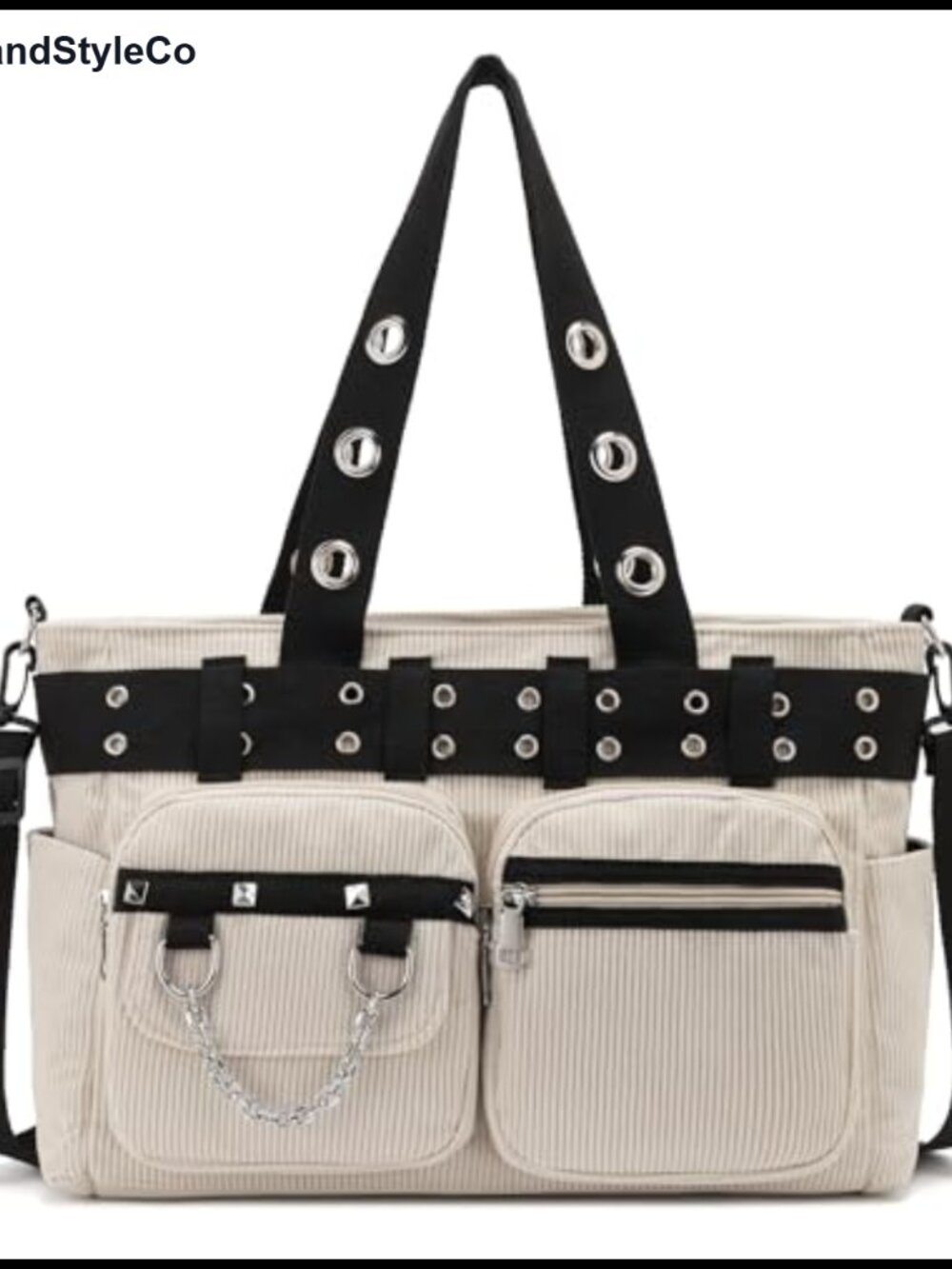 Corduroy Tote Bag for Women, Goth Shoulder Purse Y2K with Zipper, College Work